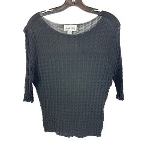 Joseph Ribkoff Avant Garde Black Textured Popcorn Knit 3/4 Sleeve Top Size XL